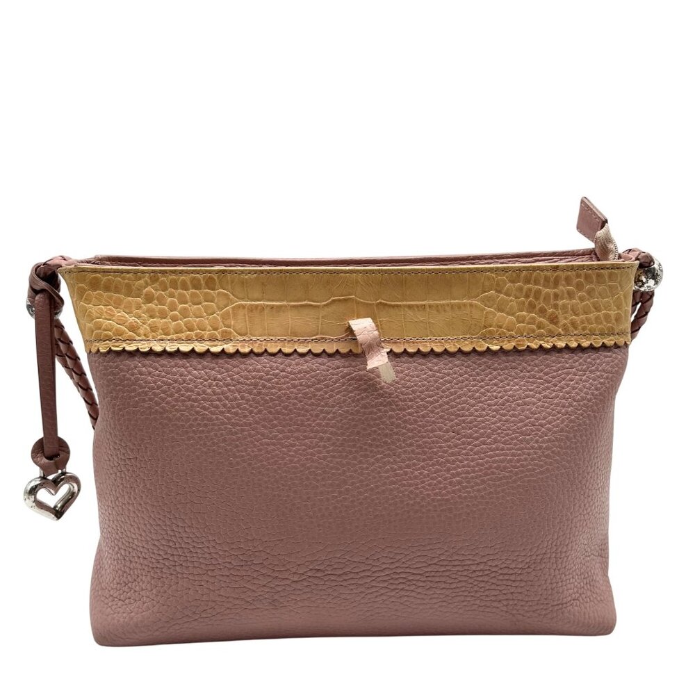 Brighton Pale Pink Pebbled Leather Bow Shoulder Bag